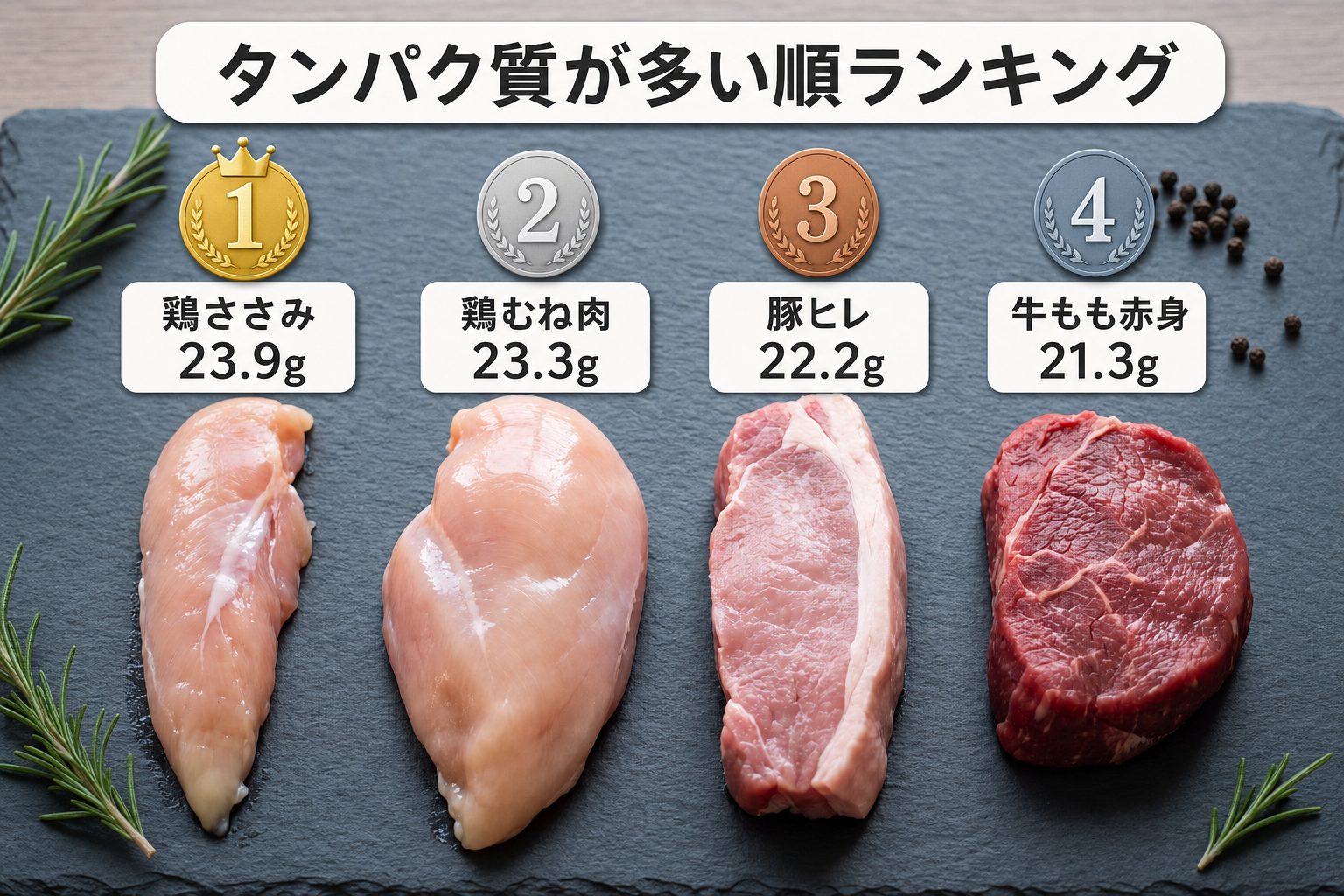 高たんぱく低カロリーな肉ランキング