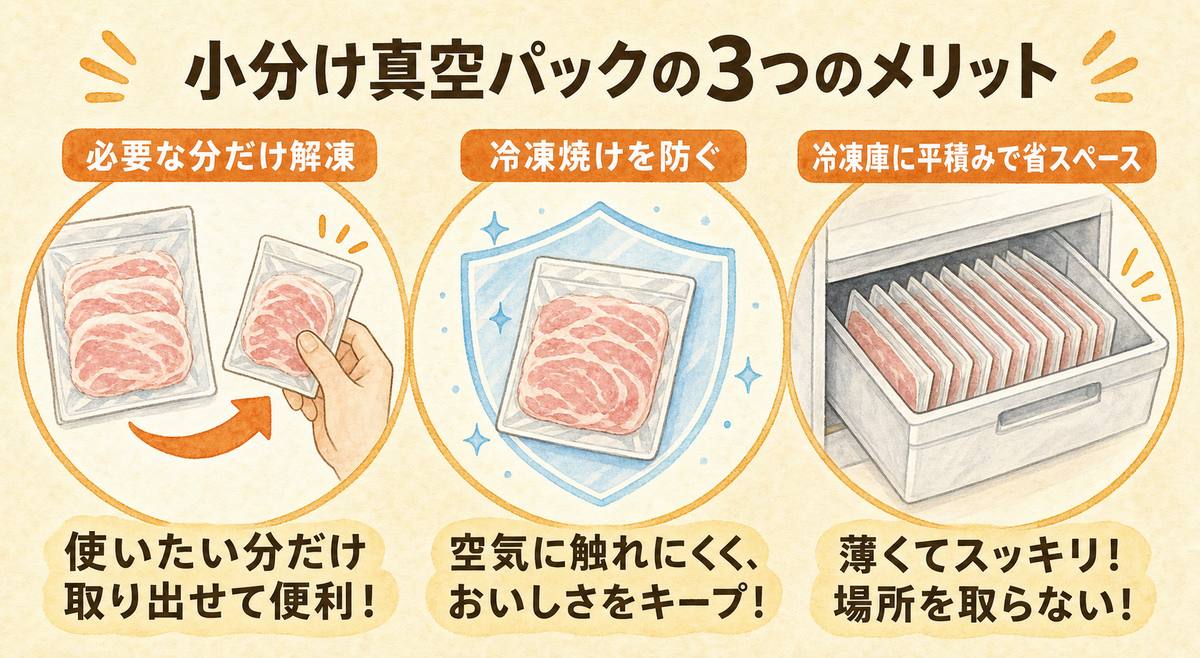 小分け真空パックの3つのメリット