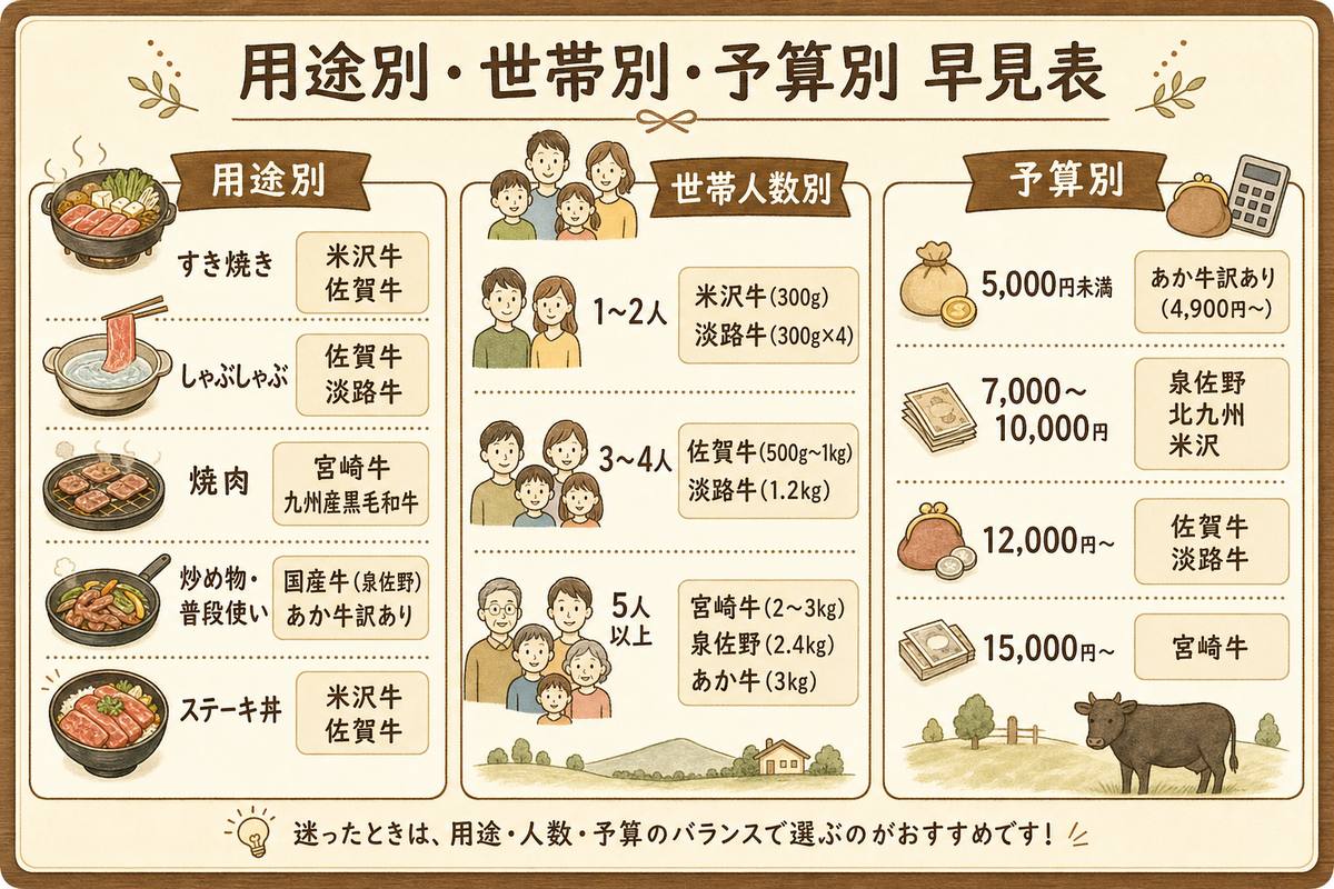 用途別・世帯別・予算別早見表