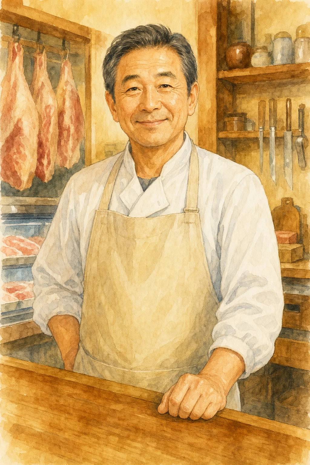精肉店主 肉の滝沢 店主イラスト